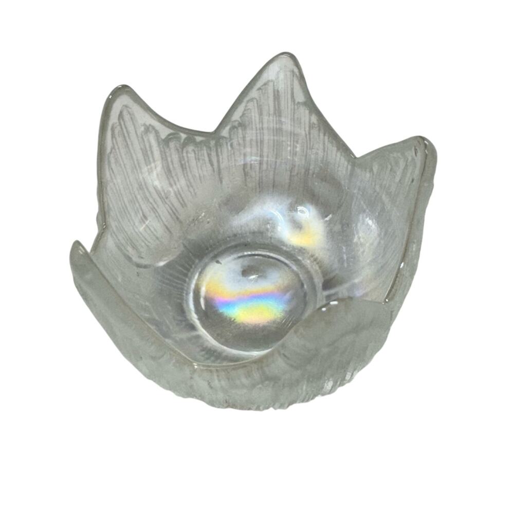Vintage Iridescent Glass Tea Light Candle Holder Made In Taiwan